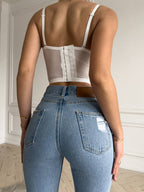 White Heat Bloom — White Corset Lingerie Set in White — product view 2