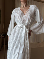 Barely There Affair — Lace Peignoir Set in Neutral — front view