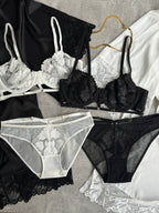Ink Scene — Black Lace Lingerie Set in Black — front view