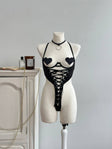 Noir Signal — Black Sheer Bodysuit in Black — front view
