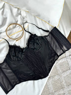 After-Hours Scene — Black Corset Lingerie Set in Black — product view 2