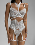 White Heat Muse — White Lace Lingerie Set in White — front view