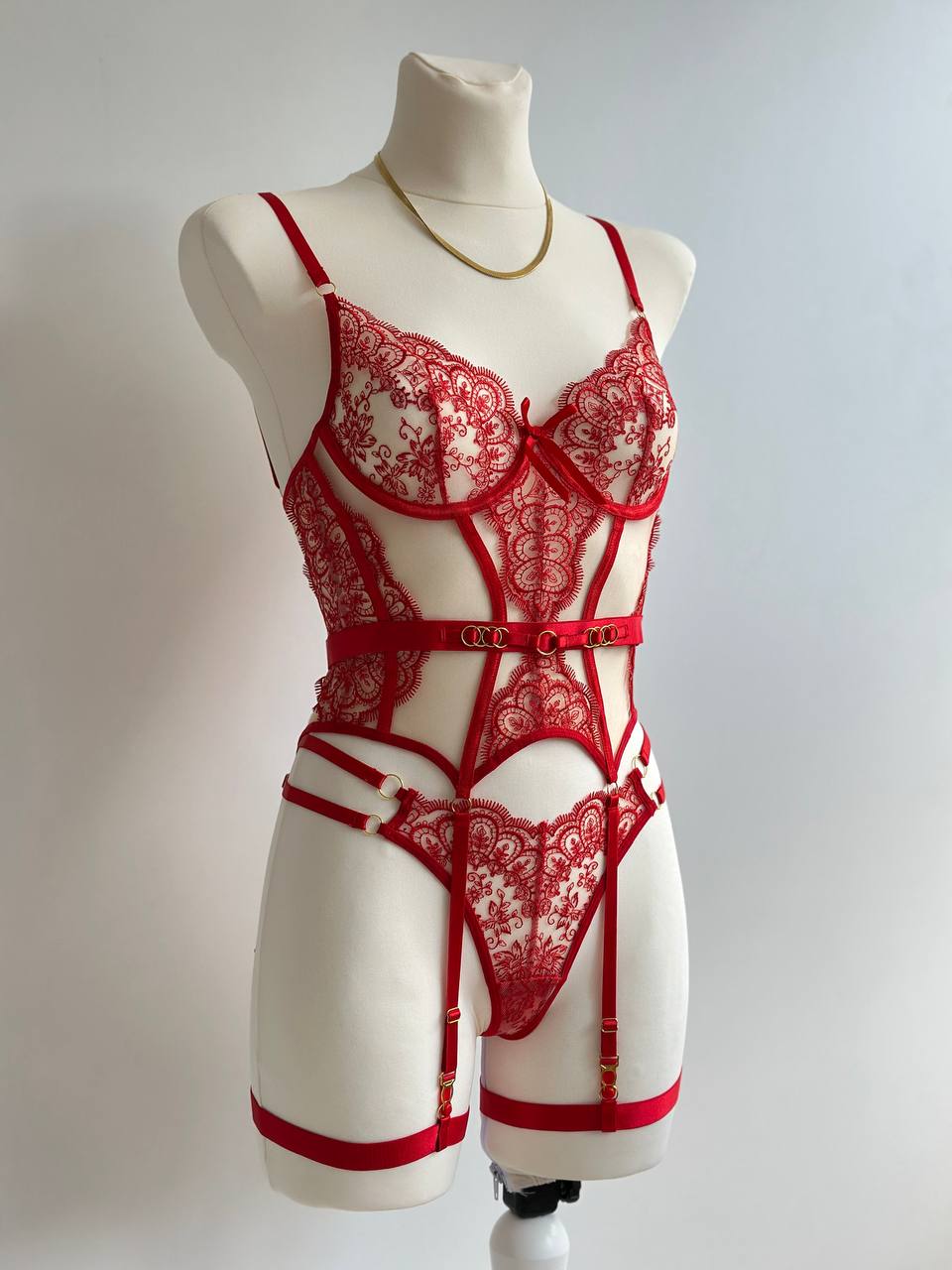 Crimson Signal — Red Lace Lingerie Set in Red — product view 4