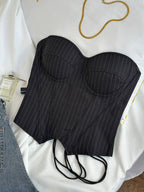 Noir Pulse — Black Corset Lingerie Set in Black — product view 3