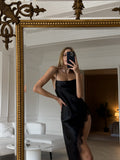 Eclipse Pulse — Black Lace Peignoir Set in Black — front view