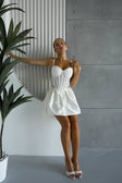 Ivory Bloom — White Corset Lingerie Set in White — front view