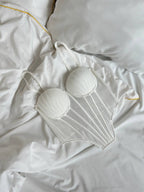 Pearl Bloom — White Corset Lingerie Set in White — product view 2