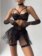 Quiet Heat Bloom — Lingerie Set in Neutral — front view