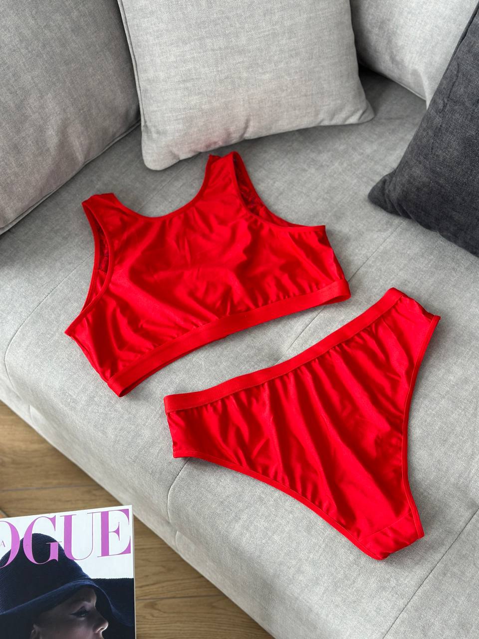 Crimson Bloom — Red Lace Lingerie Set in Red — product view 4