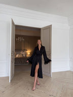 Eclipse Ritual — Black Lace Peignoir Set in Black — product view 4
