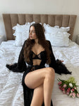Soft Focus Secret — Lace Peignoir Set — front view