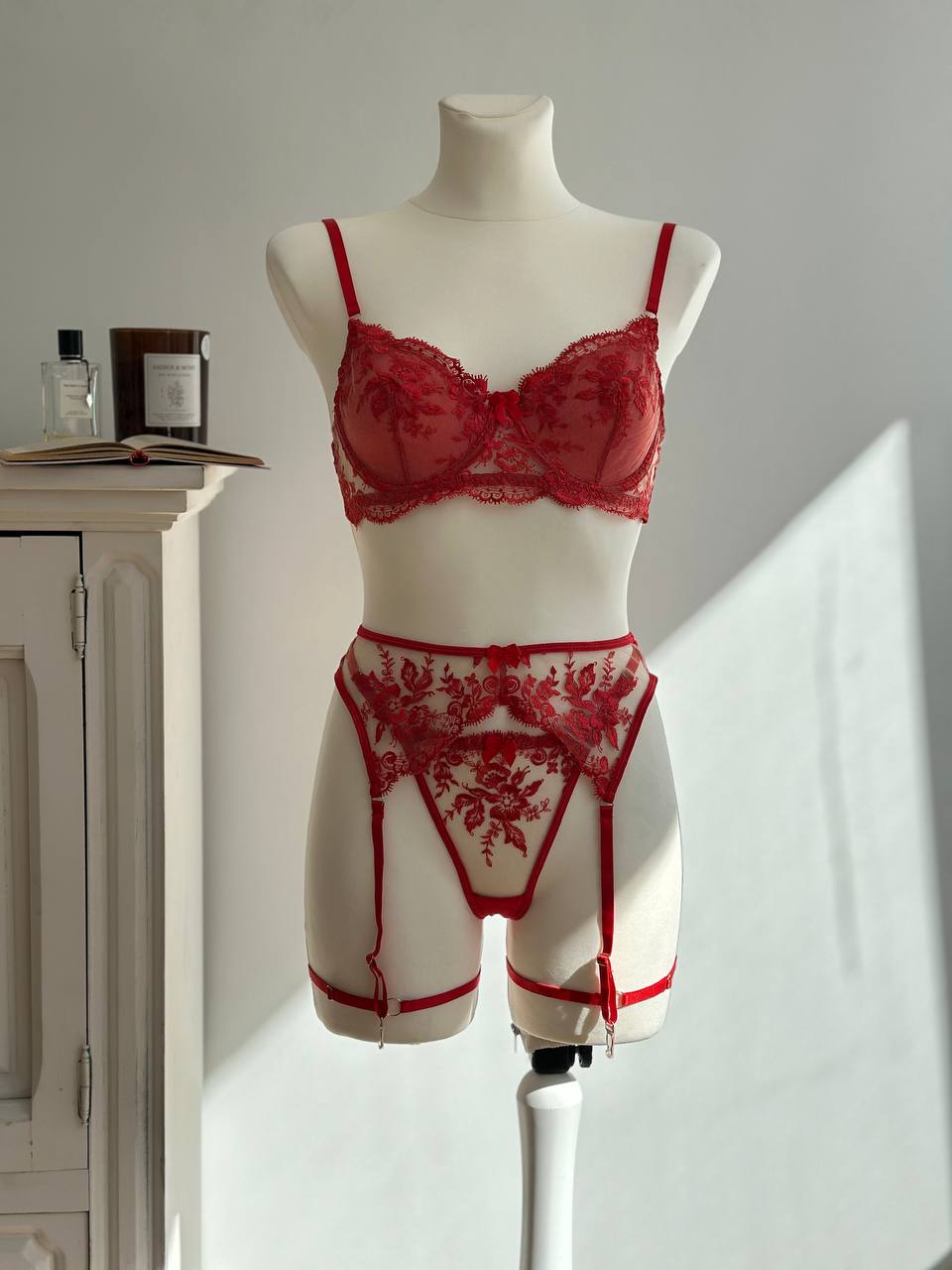 Scarlet Affair — Red Lingerie Set in Red — front view