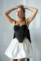 Midnight Glimmer — Black Corset Lingerie Set in Black — product view 4