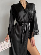Eclipse Heat — Black Lace Peignoir Set in Black — product view 2