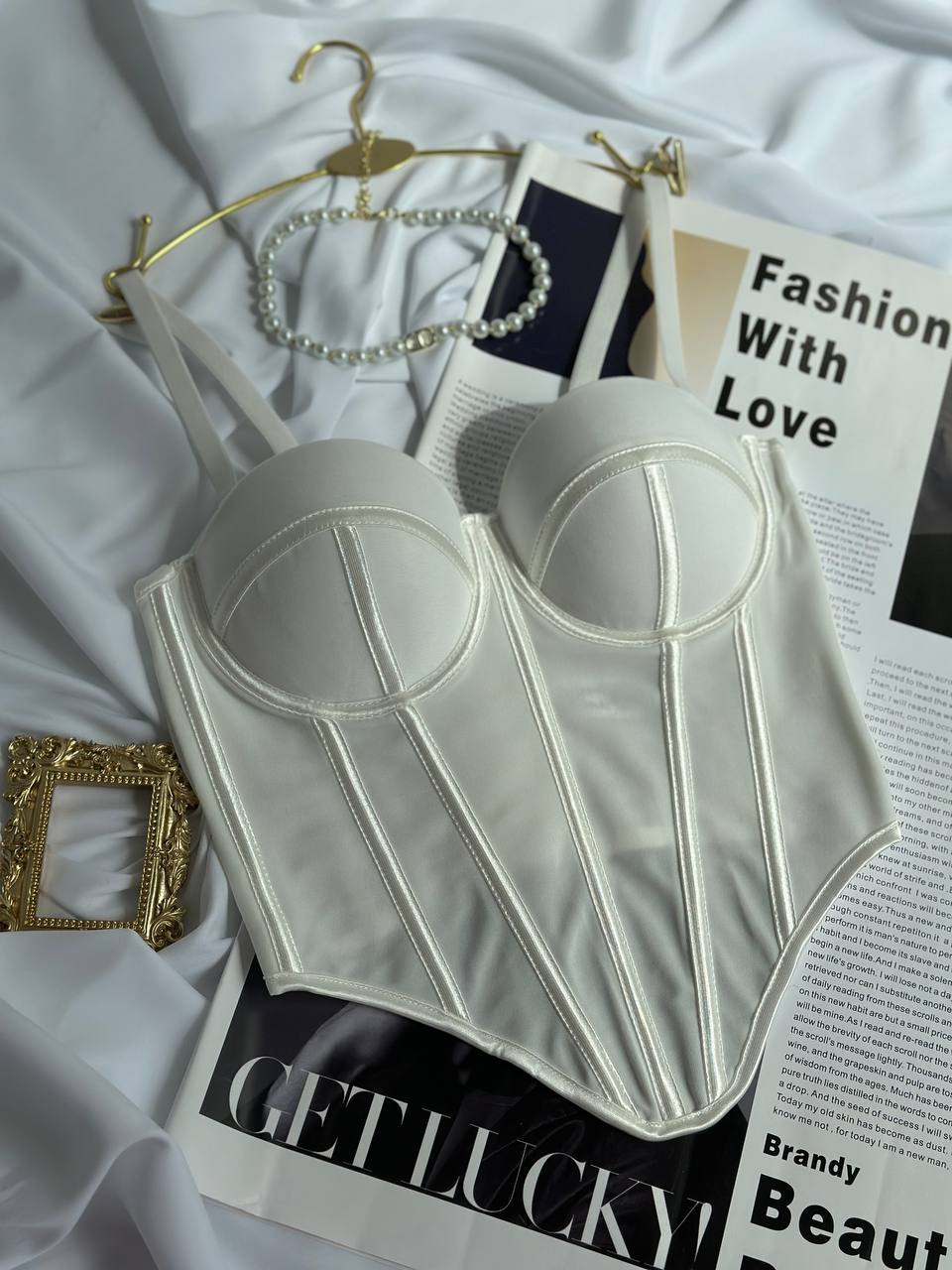 Moonlight Bloom — White Lingerie Set in White — product view 3