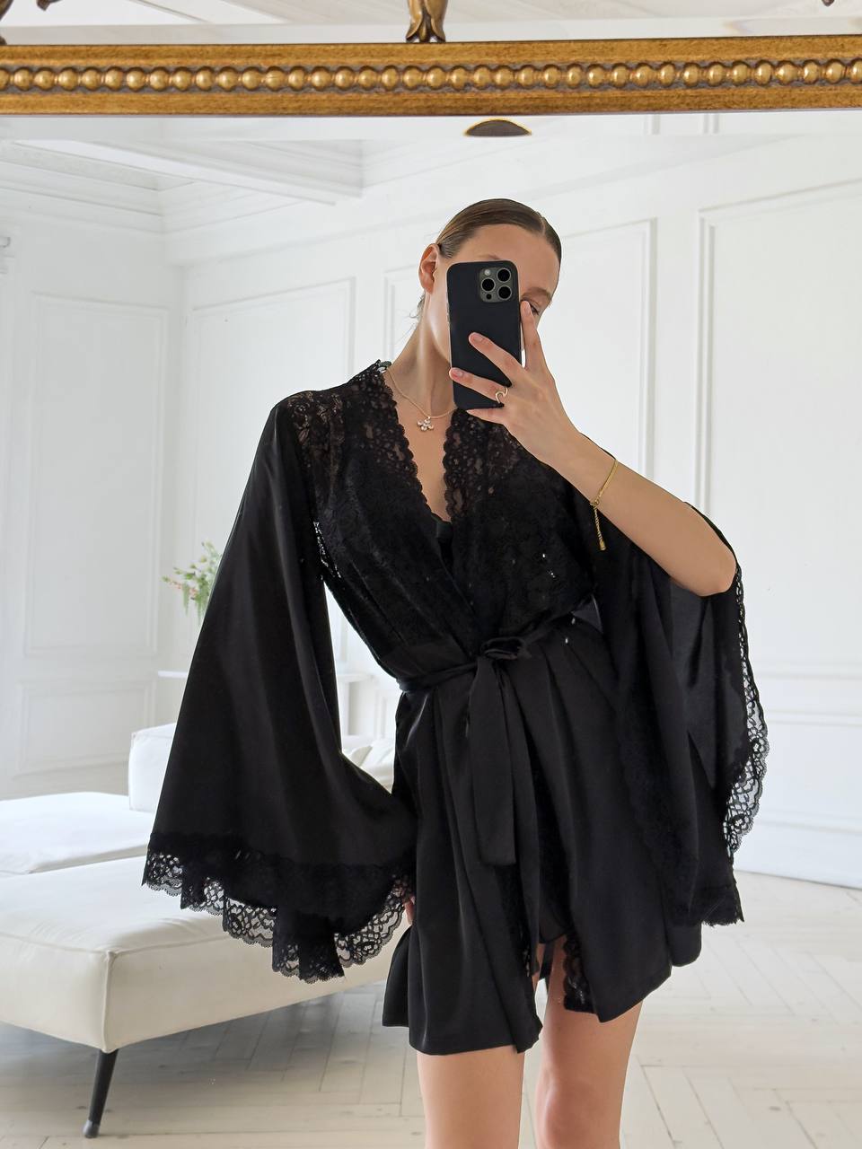 Second Skin Whisper — Lace Peignoir Set — front view
