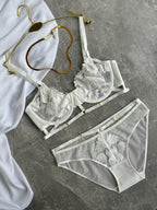 Halo Signal — White Lace Lingerie Set in White — product view 2