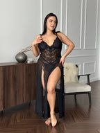 Midnight Scene — Black Lace Lingerie Set in Black — product view 4