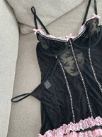 Pink Noise Voltage — Pink Lace Lingerie Set in Pink — product view 2