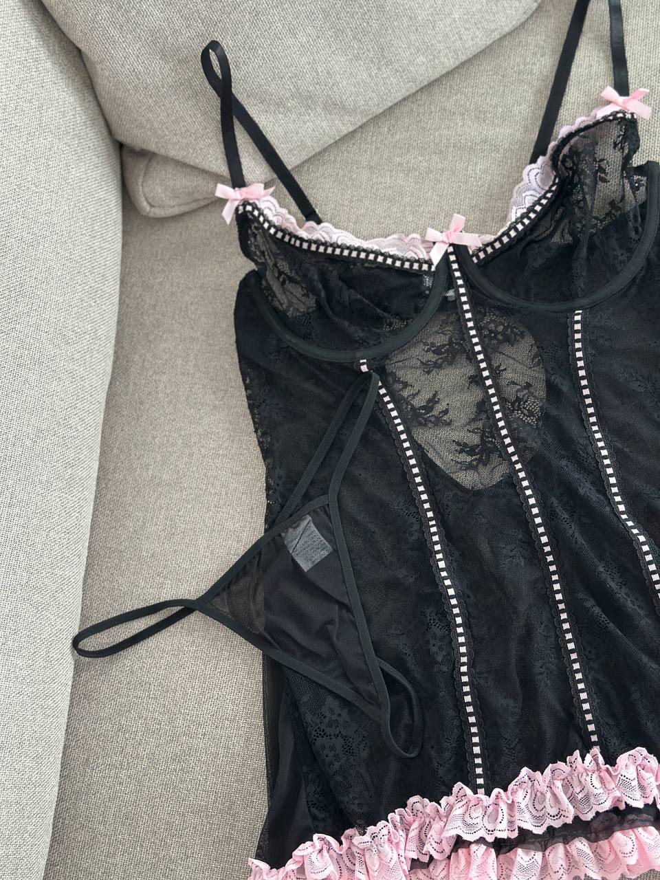Pink Noise Voltage — Pink Lace Lingerie Set in Pink — product view 2