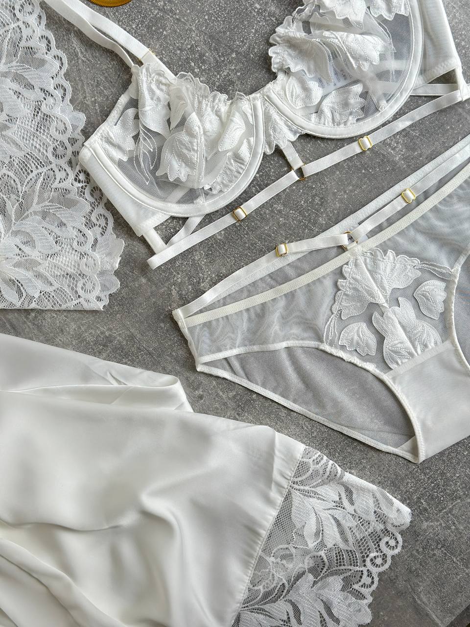 Halo Signal — White Lace Lingerie Set in White — product view 4