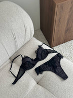 Ink Crush — Black Lace Lingerie Set in Black — product view 2