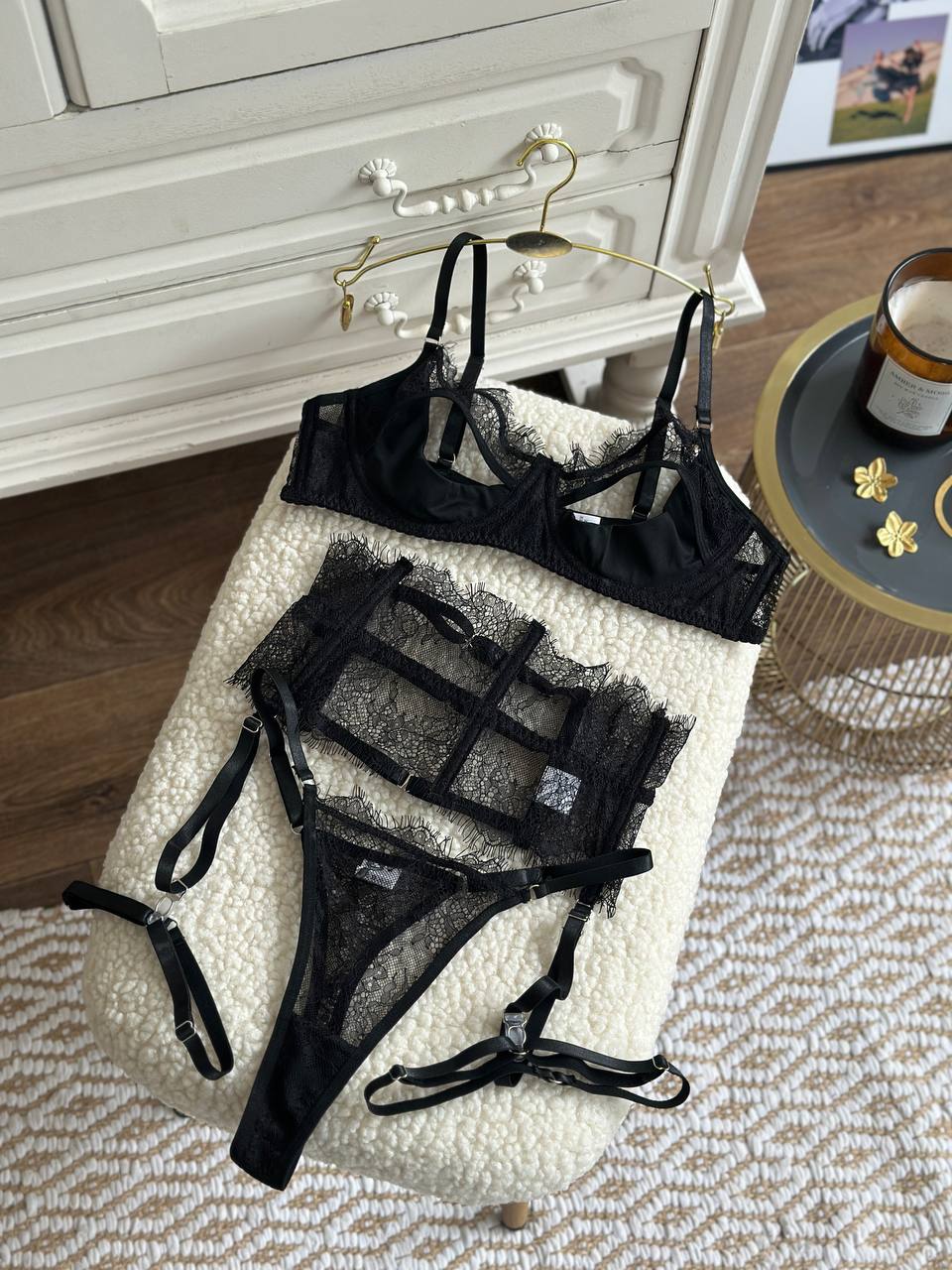 Soft Focus Signal — Lace Lingerie Set in Neutral — product view 2