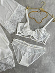 Halo Signal — White Lace Lingerie Set in White — front view