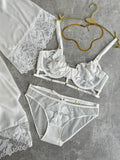 Halo Signal — White Lace Lingerie Set in White — front view