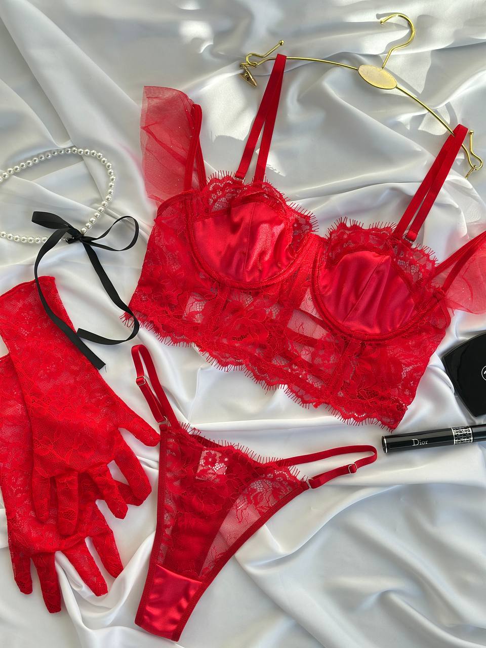 Barely There Bloom — Corset Lingerie Set in Neutral — product view 2