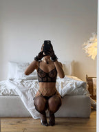 Velvet Affair — Black Lace Lingerie Set in Black — product view 2