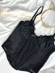 After-Hours Scene — Black Corset Lingerie Set in Black — front view