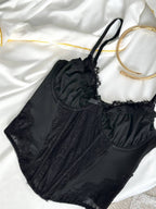 After-Hours Scene — Black Corset Lingerie Set in Black — front view