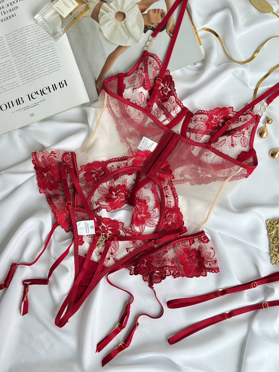 Soft Focus Shadow — Corset Lingerie Set in Neutral — product view 2