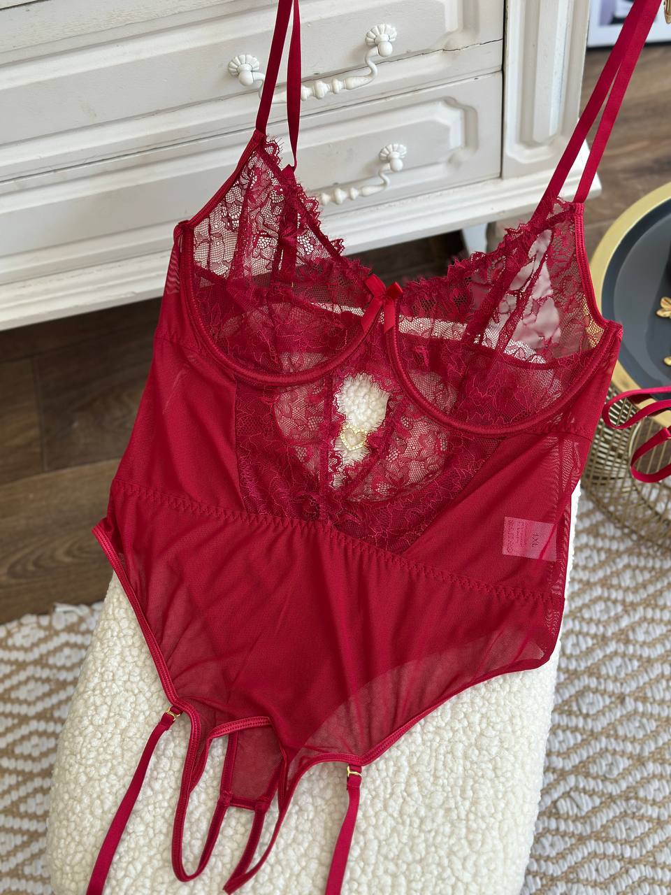 Oxblood Muse — Burgundy Lace Lingerie Set in Burgundy — product view 2