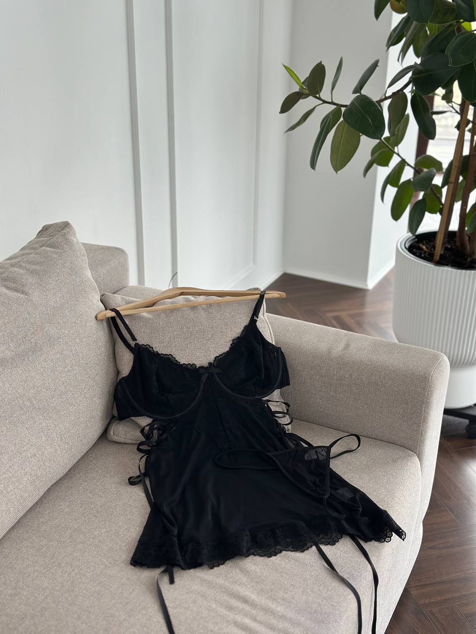 Midnight Ritual — Black Corset Lingerie Set in Black — product view 4