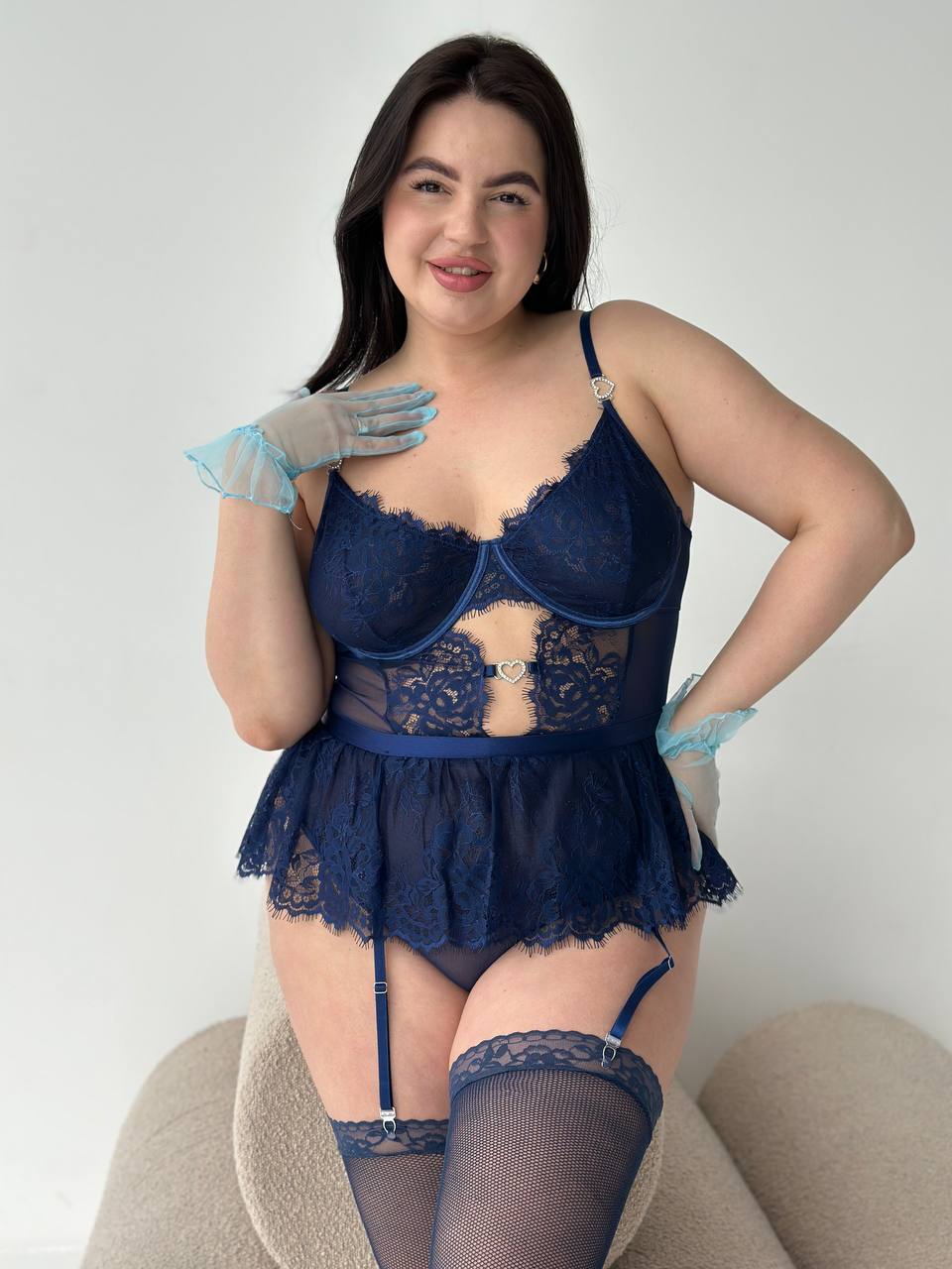 Cobalt Muse — Blue Lace Lingerie Set in Blue — product view 4