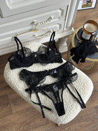 After-Hours Affair — Black Lace Lingerie Set in Black — product view 2