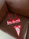 Rouge Signal — Red Lace Lingerie Set in Red — front view