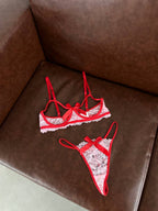 Rouge Signal — Red Lace Lingerie Set in Red — front view