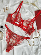 Electric Red Affair — Red Lace Lingerie Set in Red — product view 2