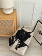 Velvet Heat — Black Corset Lingerie Set in Black — product view 2