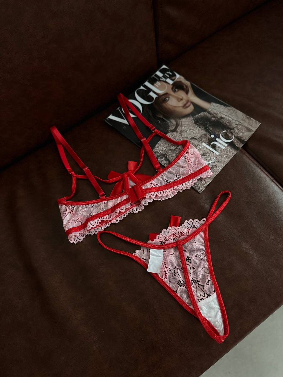 Rouge Signal — Red Lace Lingerie Set in Red — product view 4