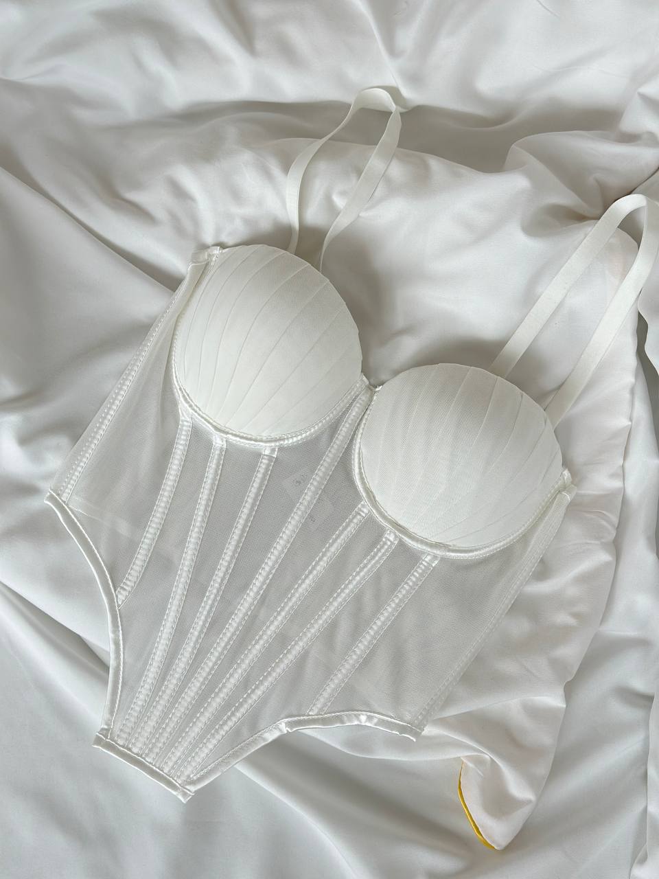 Pearl Bloom — White Corset Lingerie Set in White — product view 4