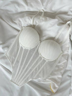 Pearl Bloom — White Corset Lingerie Set in White — product view 4