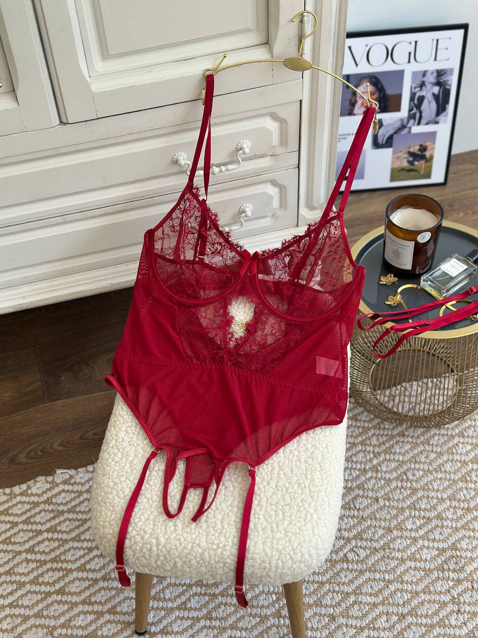 Oxblood Muse — Burgundy Lace Lingerie Set in Burgundy — front view