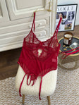 Oxblood Muse — Burgundy Lace Lingerie Set in Burgundy — front view