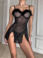 After-Hours Mirage — Black Peignoir Set in Black — product view 2