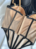 Ink Pulse — Black Corset Lingerie Set in Black — front view
