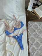 Azure Voltage — Blue Lace Lingerie Set in Blue — front view
